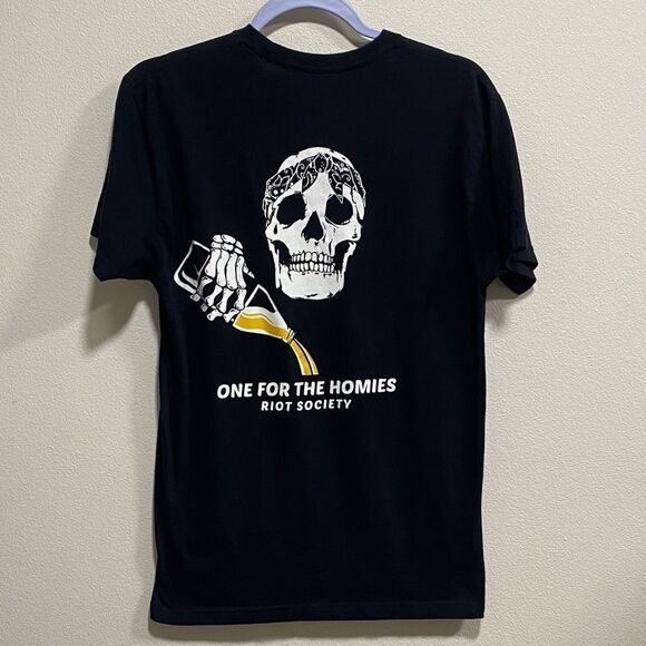 Riot Society One for the Homies Skull‎ Graphic Tee Black Size Small - Picture 4 of 8